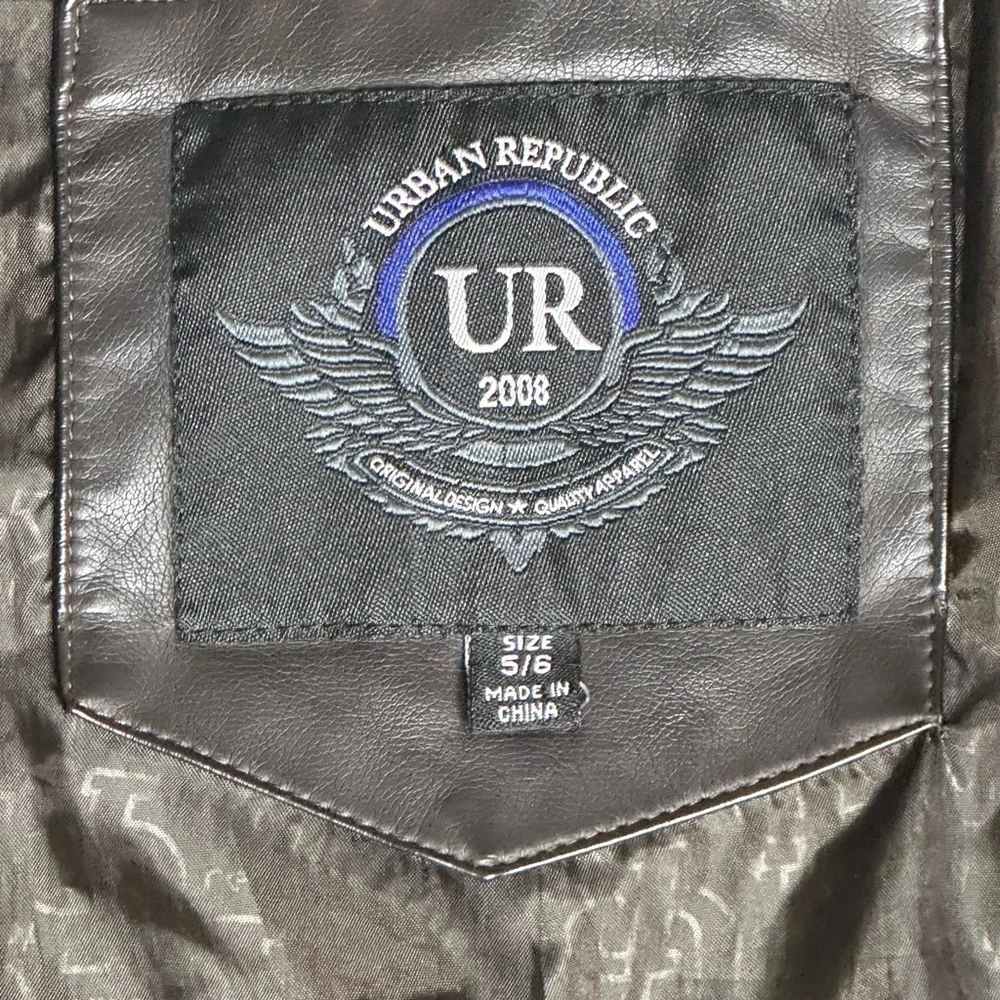 Urban Republic Black Faux Leather Jacket Kid size 5/6